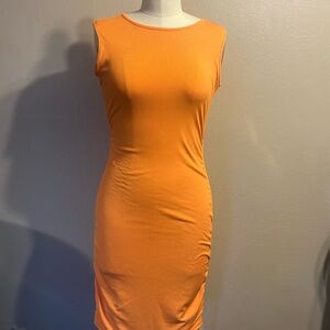 Nice midi orange sleeveless dress comfortable wear